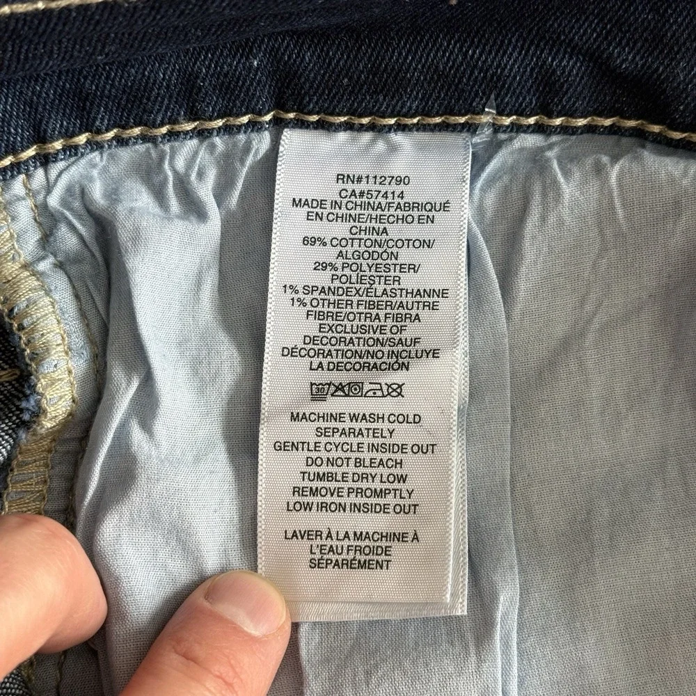 True Religions Ricky Big T Flap Straight Jeans Mens 38x34 Relaxed Dark Artic